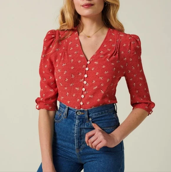 Rouje Matthieu Blouse Size 38 Brown - Picture 4 of 4